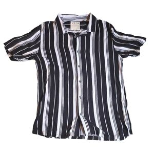 Men's Black and White Striped Men's Shirt Size L
